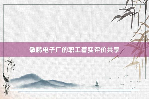 敬鹏电子厂的职工着实评价共享
